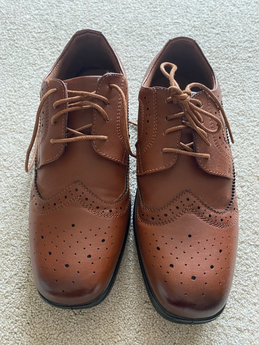 Big boys Brown Wingtip Dress Shoes